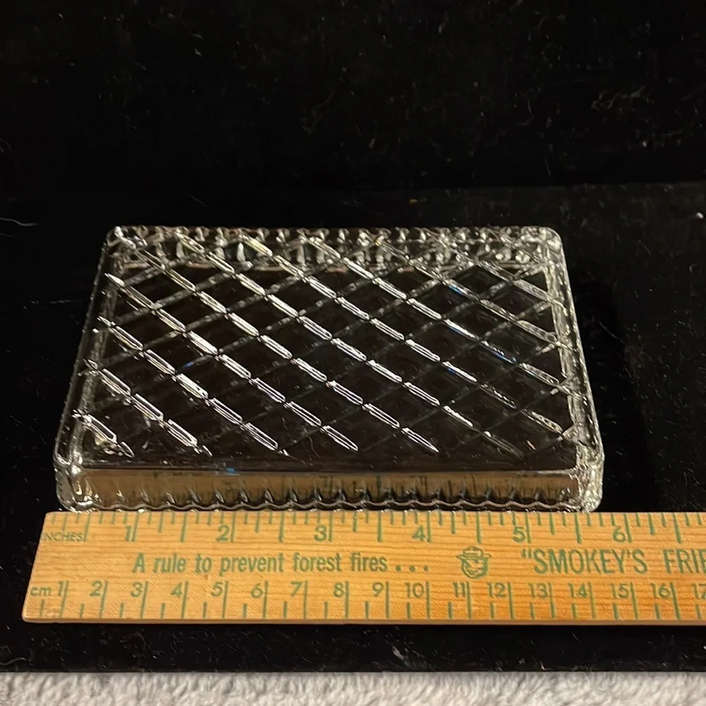 Crystal Cushion Cut Small Vanity Tray- Heavy  Crystal- Pretty